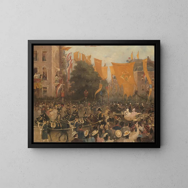 L'entrée de la reine Wilhelmine à Amsterdam en 1898 - Hobbe Smith — gerahmtes Bild an der Wand