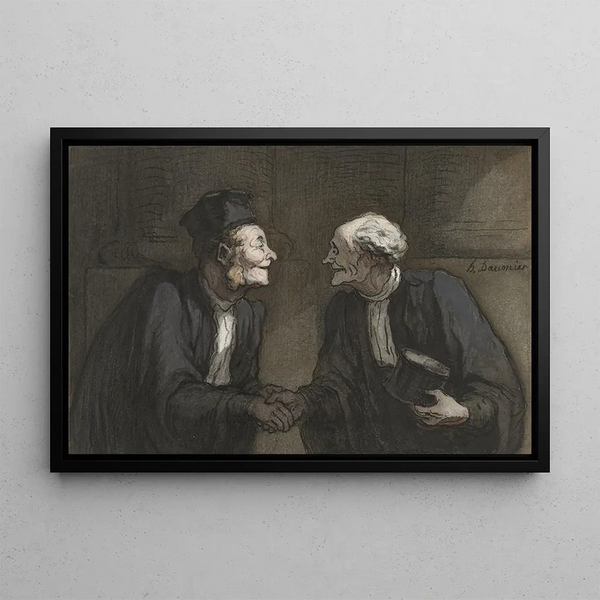 Zwei Anwälte, Händedruck - Honoré Daumier — gerahmtes Bild an der Wand