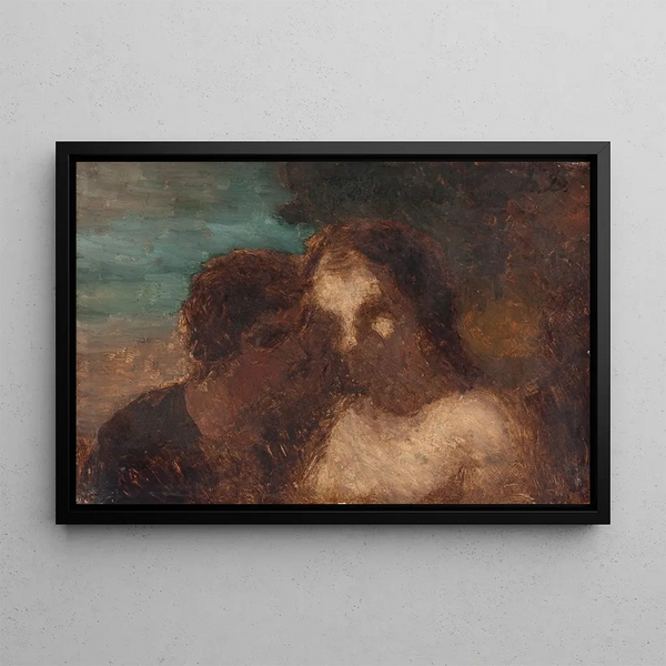 La Confidence oder Der Kuss von Judas - Honoré Daumier — gerahmtes Bild an der Wand