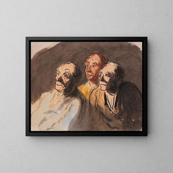 Drei Zuschauer - Honoré Daumier — gerahmtes Bild an der Wand