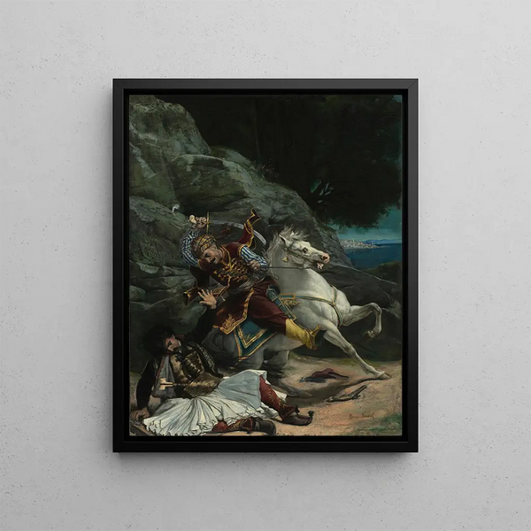 Kampf eines Griechen und eines Türken - Horace Vernet — gerahmtes Bild an der Wand