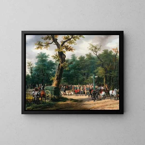 Die letzte Jagd von Ludwig XVI. in Fontainebleau - Horace Vernet — gerahmtes Bild an der Wand