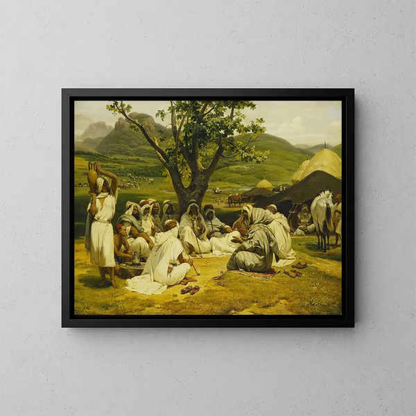 Der arabische Geschichtenerzähler - Horace Vernet — gerahmtes Bild an der Wand