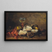 Austern und Garnelen mit einem Glas Wein - Hubert Bellis — gerahmtes Bild an der Wand