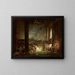 Ein Einsiedler betet in den Ruinen eines römischen Tempels - Hubert Robert — gerahmtes Bild an der Wand