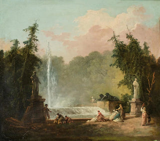 Hubert Robert - A fountain in a park.webp