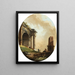 Der Hirten und ihres Viehs vor einer Arche und einem Ruinenobelisk - Hubert Robert — gerahmtes Bild an der Wand