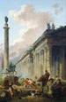 Vue imaginaire de Rome avec statue équestre de Marc Aurèle, colonne de Trajan et un temple - Hubert Robert — Ansicht des Kunstwerks