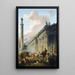 Vue imaginaire de Rome avec statue équestre de Marc Aurèle, colonne de Trajan et un temple - Hubert Robert — gerahmtes Bild an der Wand