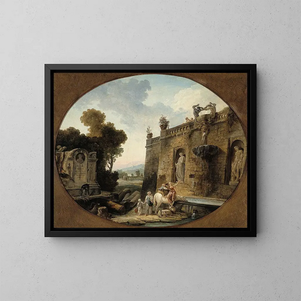 L'Abreuvoir - Hubert Robert — gerahmtes Bild an der Wand