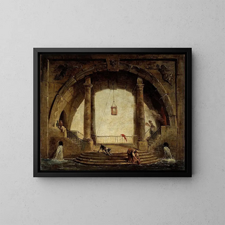 La Fontaine - Hubert Robert — gerahmtes Bild an der Wand