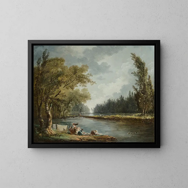 La Marne à Charenton et le Moulin de Charenton - Hubert Robert — gerahmtes Bild an der Wand
