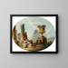 Landschaft mit Soldaten und einer Pyramide - Hubert Robert — gerahmtes Bild an der Wand