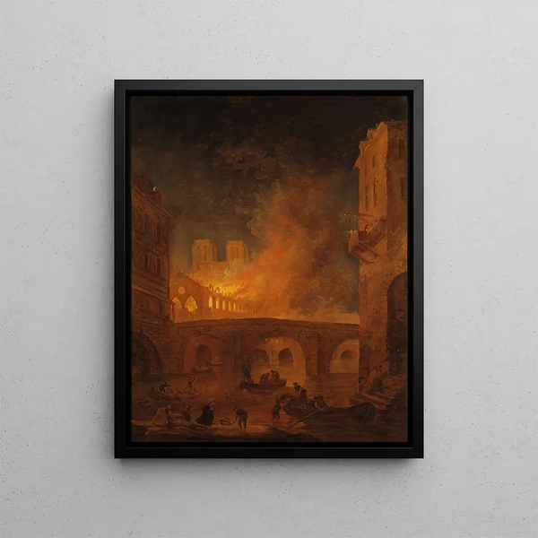 L'incendie de l'Hôtel-Dieu à Paris - Hubert Robert — gerahmtes Bild an der Wand