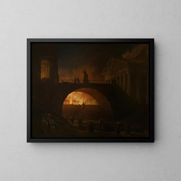 L'incendie de Rome - Hubert Robert — gerahmtes Bild an der Wand