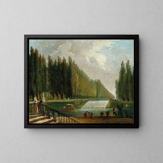 Hubert Robert - The park of a country villa with figures promenading near a cascade of water.webp