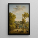 Ansicht eines ummauerten Gartens mit einer Frau, die Hühner füttert, und weiteren Figuren im Vordergrund - Hubert Robert — gerahmtes Bild an der Wand