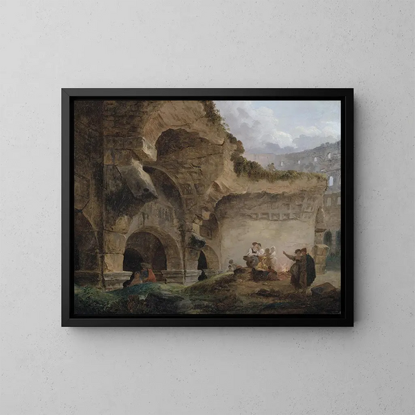 Laveuses dans les ruinen des Kolosseums - Hubert Robert — gerahmtes Bild an der Wand