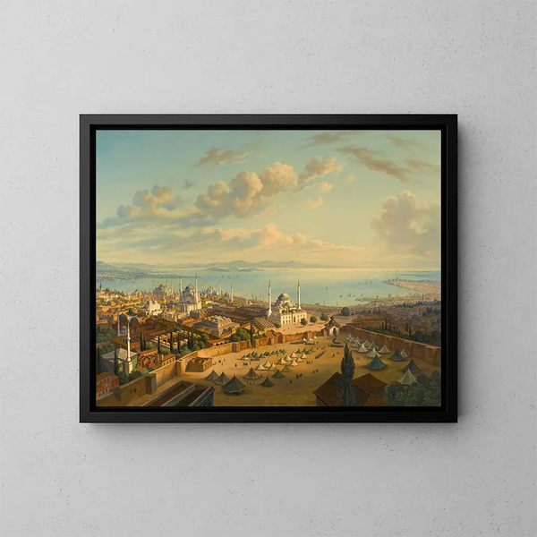 Konstantinopel vom Feuerturm von Beyazit - Hubert Sattler — gerahmtes Bild an der Wand
