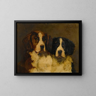 Studie von zwei Saint-Bernard - Hugh George Shaw — gerahmtes Bild an der Wand
