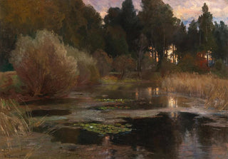 Hugo Darnaut - A Water Lily Pond at Dusk.webp