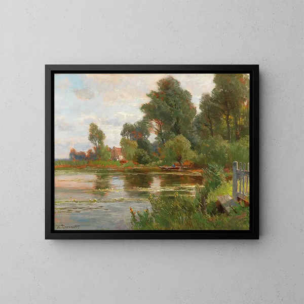 Am Ufer des Teiches - Hugo Darnaut — gerahmtes Bild an der Wand