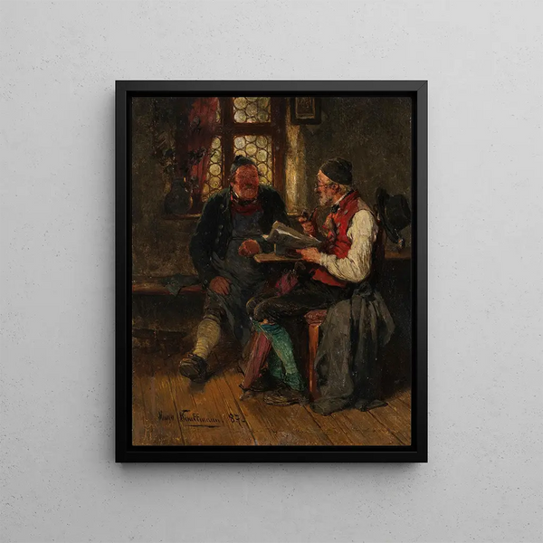 Unterhaltung im Wohnzimmer - Hugo Kauffmann — gerahmtes Bild an der Wand
