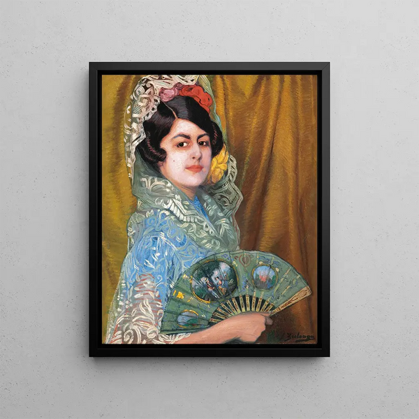 Dame à l'éventail - Ignacio Zuloaga — gerahmtes Bild an der Wand