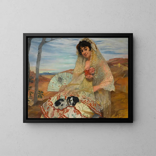 Ignacio Zuloaga - Joven sentada con un perro.webp