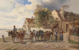 Ignaz Ellminger - Treidelpferde am Flussufer.webp