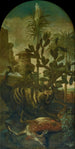 Hyäne, Antilope und Kasuar in einer Kakteenlandschaft - Ignaz Heinitz von Heinzenthal — Ansicht des Kunstwerks