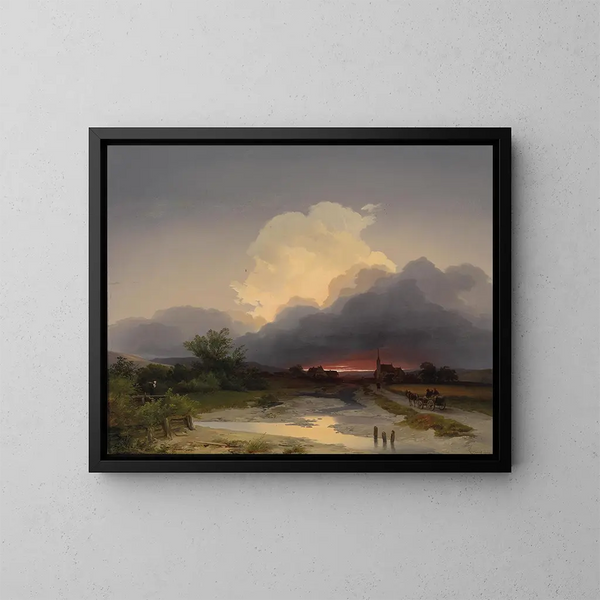 Rückkehr in die Heimat bei Sonnenuntergang - Ignaz Raffalt — gerahmtes Bild an der Wand