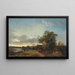 Flusslandschaft im Abendlicht mit dekorativen Figuren - Ignaz Raffalt — gerahmtes Bild an der Wand
