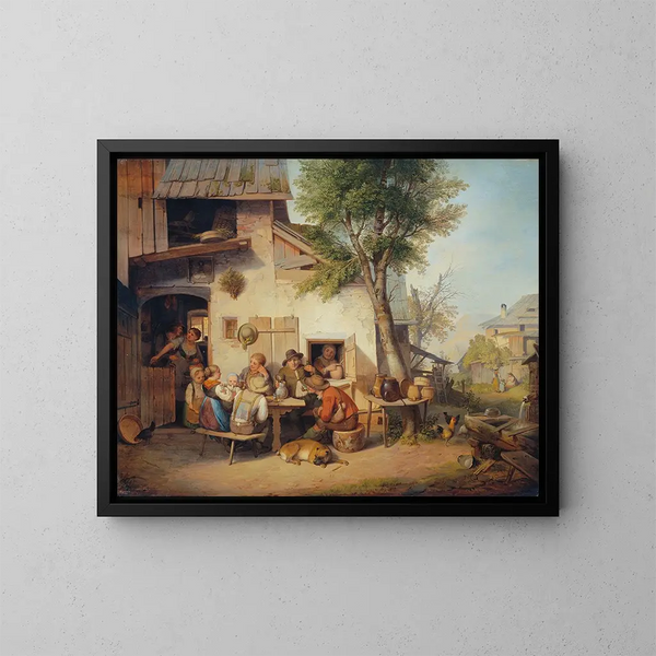 Vor der Dorflodge - Ignaz Raffalt — gerahmtes Bild an der Wand