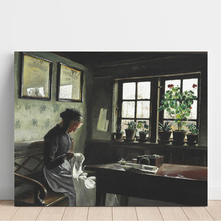 Reproduction Intérieur avec femme cousant- Laurits Andersen Ring