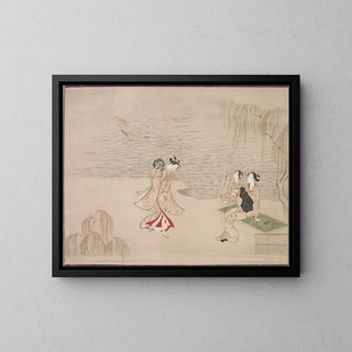 Schönheiten am Meer - Ippitsusai Bunchō — gerahmtes Bild an der Wand