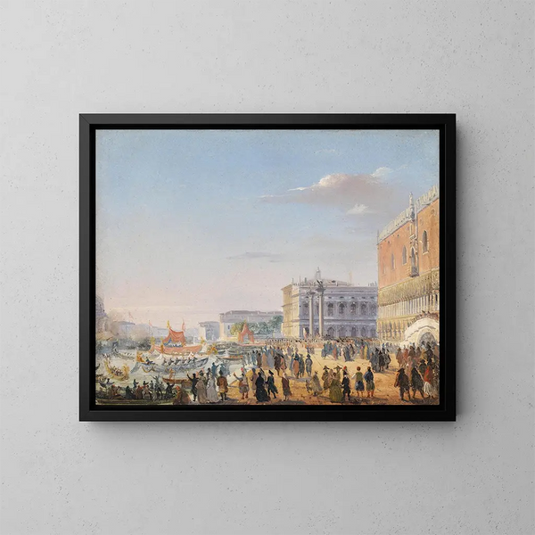 Ankunft von Franz Joseph und Elisabeth in Venedig - Ippolito Caffi — gerahmtes Bild an der Wand