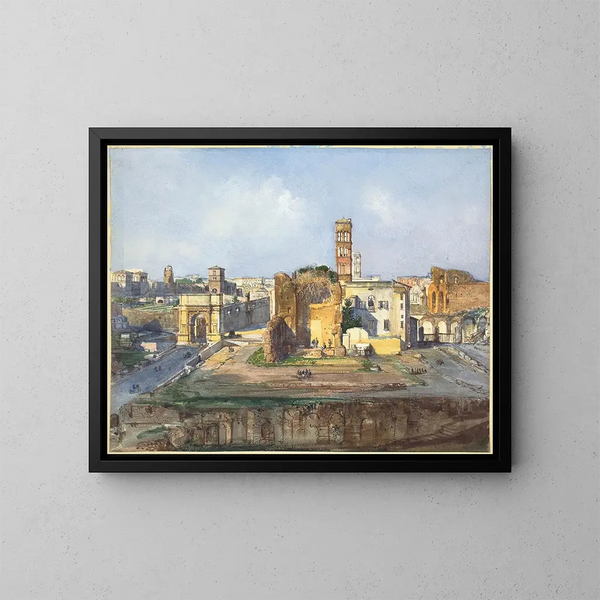 L'arc de Titus et le temple de Vénus et Rome près du Forum romain - Ippolito Caffi — gerahmtes Bild an der Wand