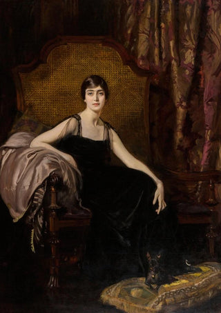 Isaac Cohen - Portrait of an elegant lady and her dog.webp