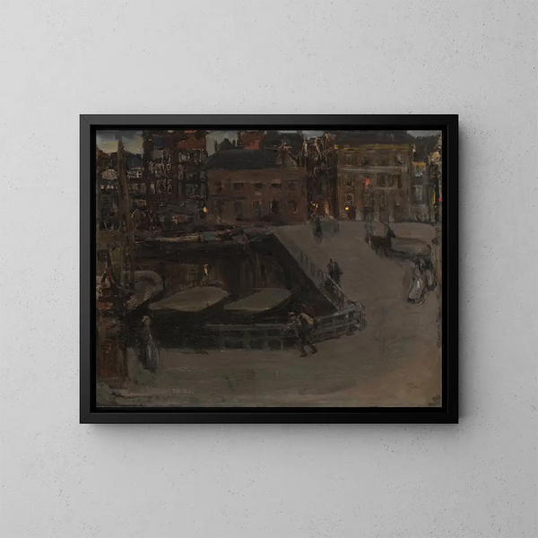 Damrak bei Nacht - Isaac Israëls — gerahmtes Bild an der Wand