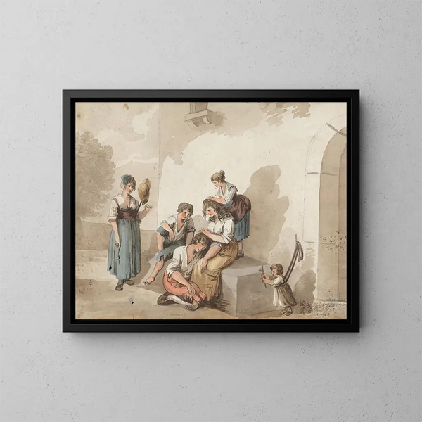 Nach Pinnelli, Gruppe von Bauern vor einem Haus - Isaac Weld — gerahmtes Bild an der Wand