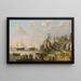 Küstenlandschaft mit einer Galeere, einer englischen Fregatte und einem Boot in unruhigen Gewässern - Isaac Willaerts — gerahmtes Bild an der Wand