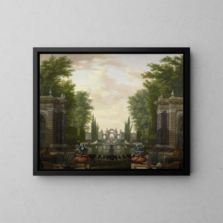 Isaac de Moucheron - Water Terrace with Statues and Fountains in a Park.webp