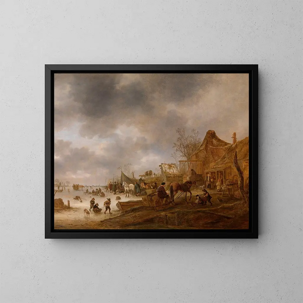 Winterlandschaft - Isaac van Ostade — gerahmtes Bild an der Wand