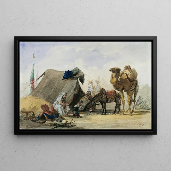 Ein arabisches Lager - Isidore Pils — gerahmtes Bild an der Wand