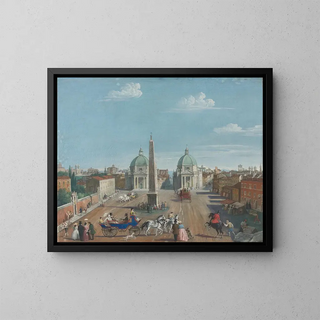Rom, Blick auf die Piazza del Popolo - Italienische Schule — gerahmtes Bild an der Wand