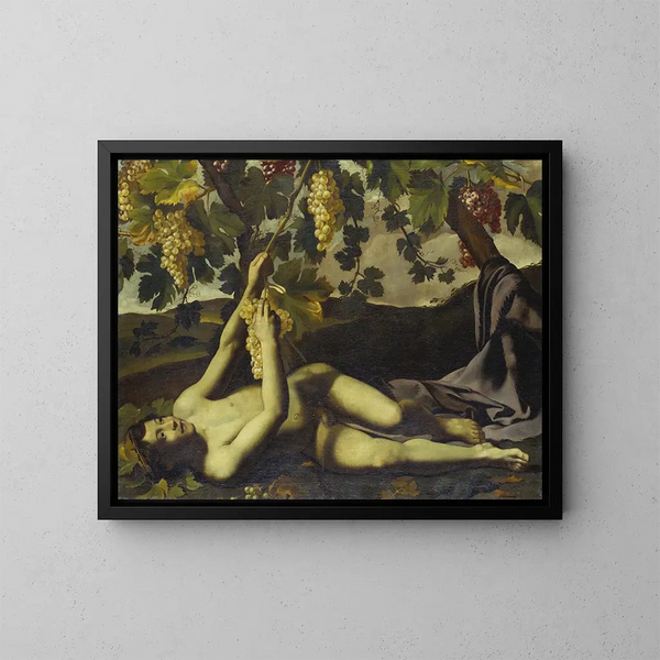 Der junge Bacchus - Italienische Schule — gerahmtes Bild an der Wand