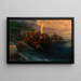 Die Landung von Christoph Kolumbus und seinen Gefährten am 12. Oktober 1492 bei Sonnenaufgang auf der Insel San Salvador – Ivan Konstantinowitsch Aiwasowski — gerahmtes Bild an der Wand