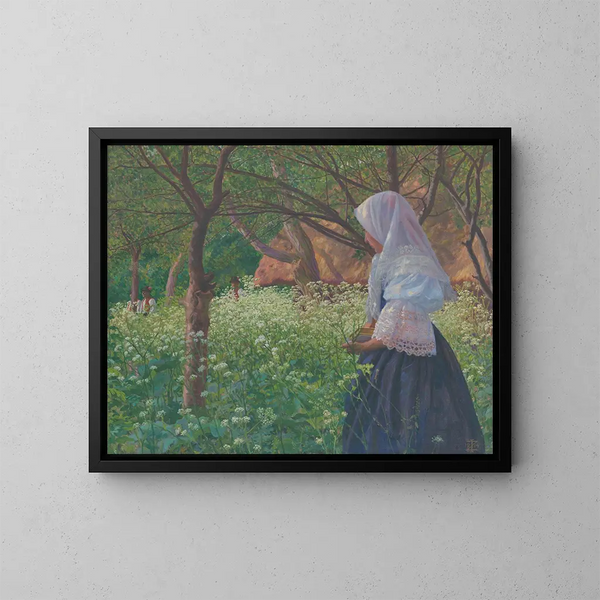 Mädchen in folkloristischer Tracht - Ivan Rabuzin — gerahmtes Bild an der Wand