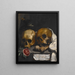Stillleben Vanitas-Gemälde von J. Falk — gerahmtes Bild an der Wand
